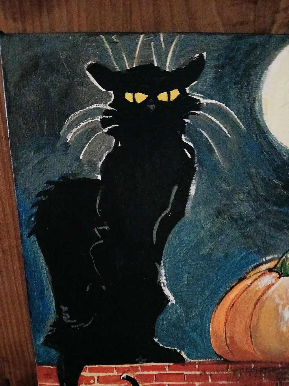Black Cat Moon and Pumpkin Canvas Wall Art by Me - Picture 4 of 12